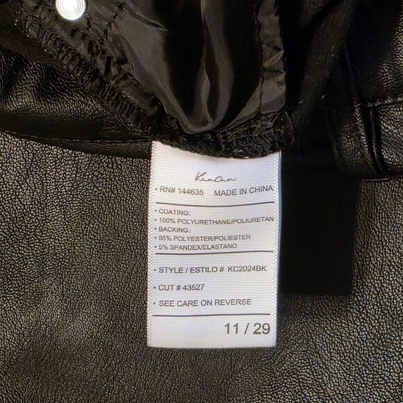 Kancan 11 Black Faux Leather Flare Button Fly Rocker Moto Pants - Picture 5 of 8